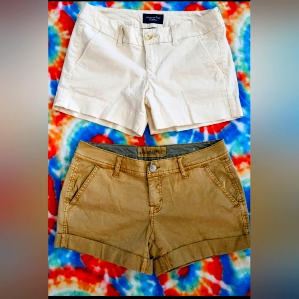 American Eagle Outfitters White & Khaki Women's Shorts